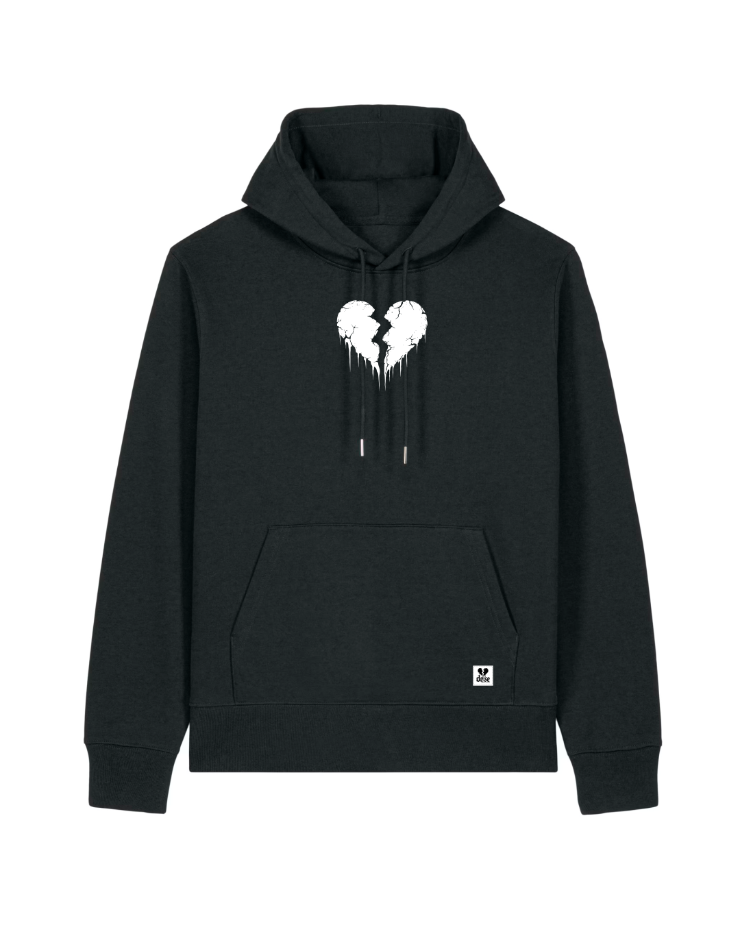 ORGANIC HOODIE - "Lightning Heart" - front - black