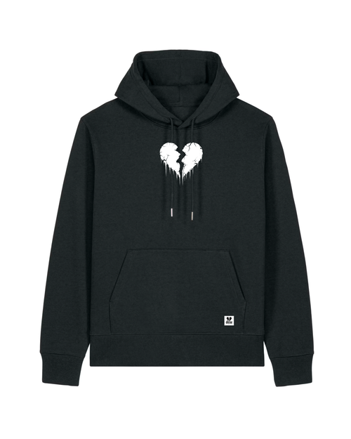 ORGANIC HOODIE - "Lightning Heart" - front - black