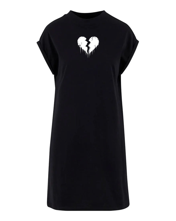 ORGANIC SHOULDER DRESS - "Lightning Heart" - front - black
